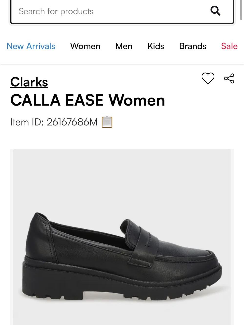 Clarks Black Leather Penny Loafer